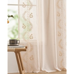 jinchan Floral Linen Curtains Back Tab 50x84