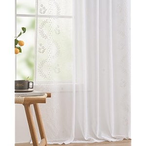 jinchan Floral Linen Curtains Back Tab 50x63
