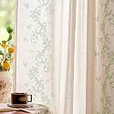 jinchan Floral Linen Curtains Back Tab 50x84