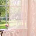 jinchan Floral Sheer Curtains Back Tab 50x96