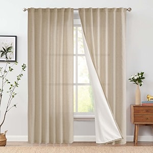 jinchan Lined Linen Curtains Privacy Back Tab