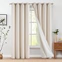 jinchan Lined Linen Curtains 84 Inch Light