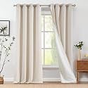 jinchan Lined Linen Curtains 96 Inch Light