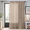jinchan Linen Curtains Light Filtering Back Tab