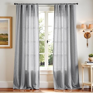 jinchan Linen Curtains Light Filtering Back Tab