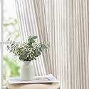 jinchan Linen Curtains 96 inch Taupe Stripe
