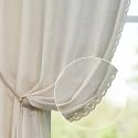 jinchan Linen Curtains with Lace Trim Beige
