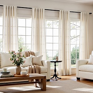 jinchan Linen Curtains Light Filtering Back Tab