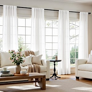 jinchan Linen Curtains Light Filtering Back Tab