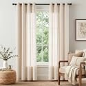 jinchan Linen Curtains 90 Inch Light Filtering