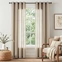 jinchan Linen Curtains 90 Inch Light Filtering