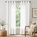 jinchan Linen Curtains 90 Inch Light Filtering
