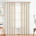jinchan Linen Curtains Light Filtering Back Tab