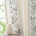 jinchan Blue Floral Linen Curtains for Living