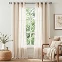 jinchan Linen Curtains 96 Inch Light Filtering