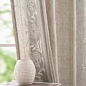 jinchan Taupe Floral Linen Curtains for Living