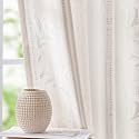 jinchan White Floral Linen Curtains for Living