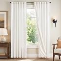 jinchan White Floral Linen Curtains for Living