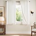 jinchan White Floral Linen Curtains for Living