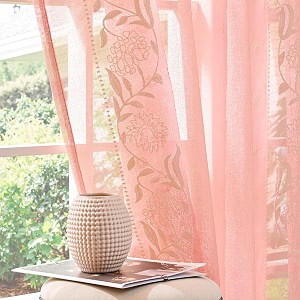 jinchan Winslow Pink Sheer Curtains 84 Inch
