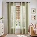 jinchan Winslow Sage Sheer Curtains 84 Inch