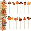 Jinei 120 Pcs Thanksgiving Coffee Stirrers Fall Stir Sticks Wooden