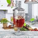 5 Liter Drink Dispenser Frosted Glass Water Dispenser with Opening Lid Multipurpose Beverage for Parties, Outdoors, Sun Tea Jar, Lemonade, Juice, 5 LTR Lemon Shape Beverage 1 PCS