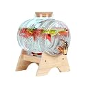 3 LTR Water Dispenser with Tap Stand Leak Proof Beverage Dispenser with Wooden Caps Drink Dispenser Glasses Bottles for Office Camping Juice Drinks Container Barrel Dispenser 3 LTR, 1 PCS