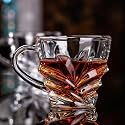 Jinelza Crystal Clear Toughened Glass Tea Cup with Convenient Solid Handle Cups, Espresso Mug Set for Tea, Coffee, Hot Cold Drinks 200ML (200MLFlower Tea Cup, 6 PCS)