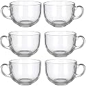 Round Tea Coffee 150 ml Cup Set of 6 pcs, Crystal Espresso Mug, Clear Toughened Glass Mug with Handle for Cappuccino, Milk, Latte hot Cold Drinks etc (Round Tea Cup 150ML, 6 PCS)