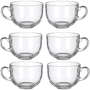 jinelza round tea coffee 150 ml cup set of 6 pcs crystal espresso mug clear toughened glass mug with handle for cappuccino milk latte hot cold drinks etc round tea cup 150ml 6 pcs