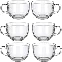 Jinelza Round Tea Coffee 150 ml Cup Set of 6 pcs, Crystal Espresso Mug, Clear Toughened Glass Mug with Handle for Cappuccino, Milk, Latte hot Cold Drinks etc (Round Tea Cup 150ML, 6 PCS)