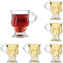 Jinelza Royal Premium Glass Coffee Mug Tea Cups Set of 6-160 ML, Transparent, Glass Cups Set for Tea, Coffee, Green Tea, Herbal Tea, Lemon Tea, Milk Cup (160ML Royal Tea Cup, 6 PCS)