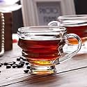 Jinelza Spring Glass Tea Cups Set of 6, Coffee Mugs with Handle Transparent Drinking Cup for Milk, Cappuccino, Hot Chocolate &amp; Cold Beverages Honey Tea Cup 210ML