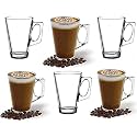 Coffee Mugs Tea with Handle Transparent Honey and Cup Crystal Clear ice Glass for Cream Cups, Cute Small Espresso Cappuccino hot Chocolate Green Tea Small Tea Cup (130ML Small Tea Cup, 6 PCS)