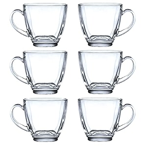 jinelza transparent oval shape square crystal clear toughened glass square tea cup with convenient solid handle cups glass set for tea coffee beer hotcold drinks 150ml