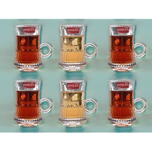 jinelza transparent crystal clear toughened glass tea cup with convenient solid handle cups glass set for tea coffee beer hot cold drinks tea cup set ovel lining tea cup 150ml 6 pcs