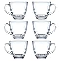Jinelza Transparent Oval Shape Square Crystal Clear Toughened Glass Square Tea Cup with Convenient Solid Handle Cups, Glass Set for Tea, Coffee, Beer, Hot/Cold Drinks (150ML)