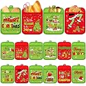 Jingmore 12 Pcs Christmas Pot Holders Bulk with Pocket Lime Green Xmas Pot Holders for Kitchen Red Green Santa Hot Pads and Oven Mitts Farmhouse Oven Gloves for Christmas Baking Cooking Gift