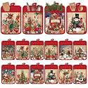 Jingmore 12 Pcs Christmas Pot Holders with Pocket Retro Kitchen Pot Holders with Santa Claus Snowman Xmas Heat Resistant Pads and Oven Mitts Farmhouse Kitchen Gift for Christmas Winter Baking Cooking