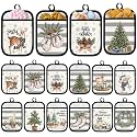 Jingmore 12 Pcs Christmas Winter Pot Holde with Pocket for Kitchen 7 x 9''