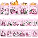 Jingmore 12 Pcs Pink Christmas Pot Holders with Pocket Hello Winter Snowflake Pot Holders Gift Bulk Snowman Gnome Heat Resistant Hot Pads Oven Mitts Cute Oven Gloves for Xmas Kitchen Baking Cooking