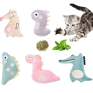 5pcs catnip cat toys for cats catnip toys for indoor cats soft plush chew pet cat toys with catnip interactive cat teething chew toy catnip filled for kittens kitty animal theme