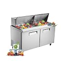 JINSONG 60" Refrigerator Sandwich &amp; Salad Prep Table, Stainless Steel Refrigerated Food Prep Station, 16.4 cu. ft with Cutting Board and 16 Pans for Restaurants, Bar, Shops, etc