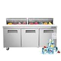 JINSONG 72" Refrigerator Sandwich &amp; Salad Prep Table, Stainless Steel Refrigerated Food Prep Station, 20 cu. ft with Cutting Board and 18 Pans for Restaurants, Bar, Shops, etc
