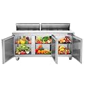 JINSONG 72" Refrigerator Sandwich &amp; Salad Prep Table, Stainless Steel Refrigerated Food Prep Station, 20 cu. ft with Cutting Board and 30 Pans for Restaurants, Bar, Shops, etc