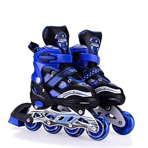 jinu inline skates adjustable inline roller skates for boys kids amp girls skating shoes for kids 6-12 outdoor skating shoes roller blades with led flash lights featuring wheels for skates blue