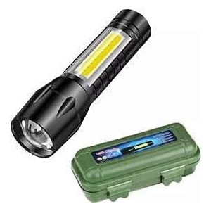 jiprostore metal flashlight torch with built in battery and usb cable black pack of 1 led flashlight 1 micro-usb charging cable