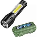 Jiprostore Metal Flashlight Torch with Built in Battery and USB Cable, Black, Pack of 1 LED Flashlight, 1 Micro-USB Charging Cable