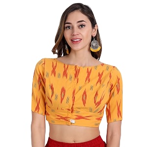 JISB Womens Ikkat Cotton Elbow Length Sleeve